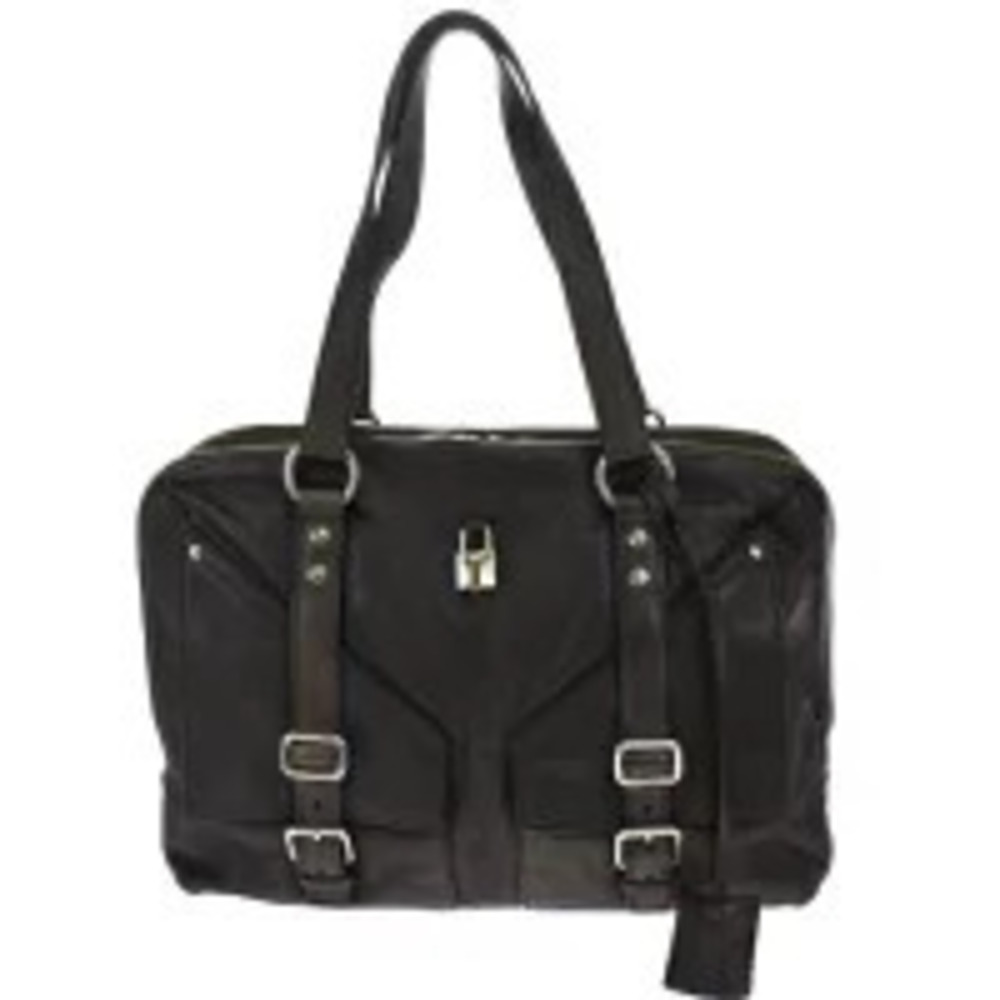 Saint Laurent Yves Rive Gauche Shoulder Bag Brown Leather Padlock